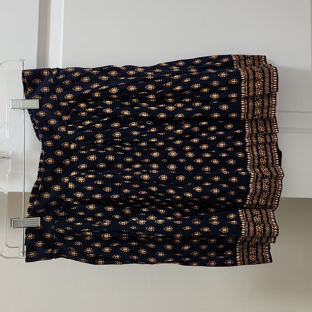 Gap Patterned Dark Blue Flowy Skirt Size Extra Small